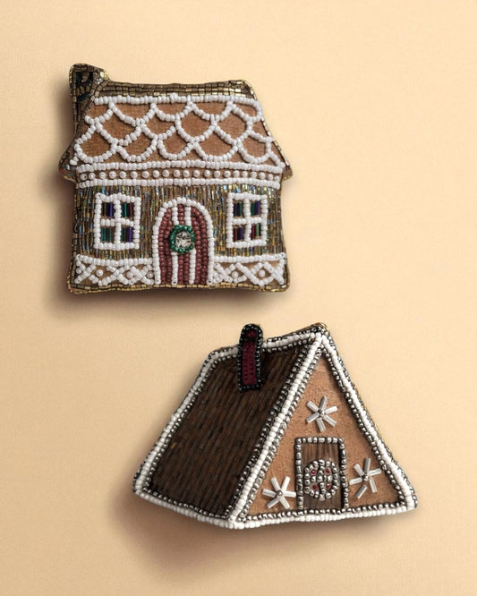 gingerbread cabin ornament set