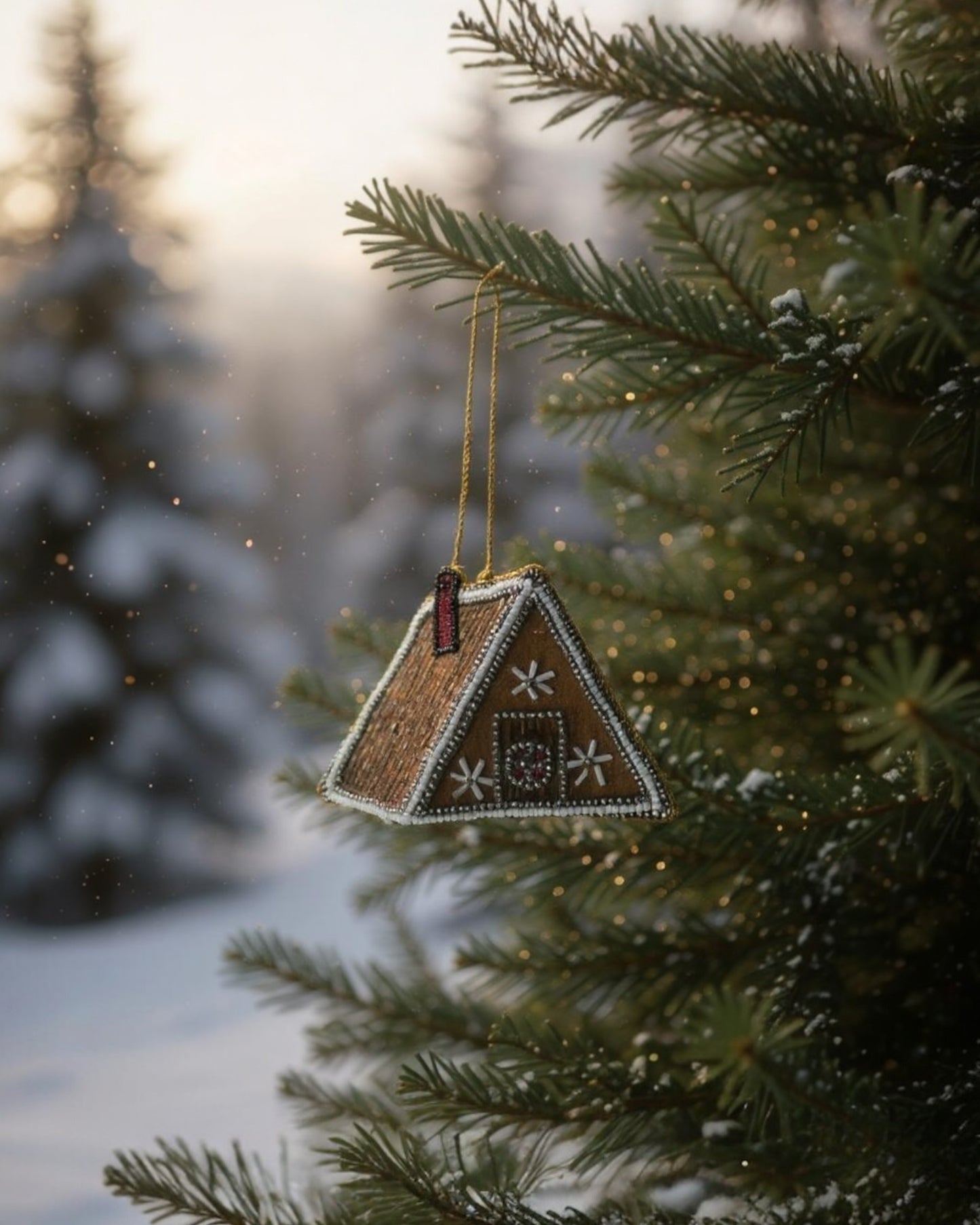 gingerbread cabin ornament set