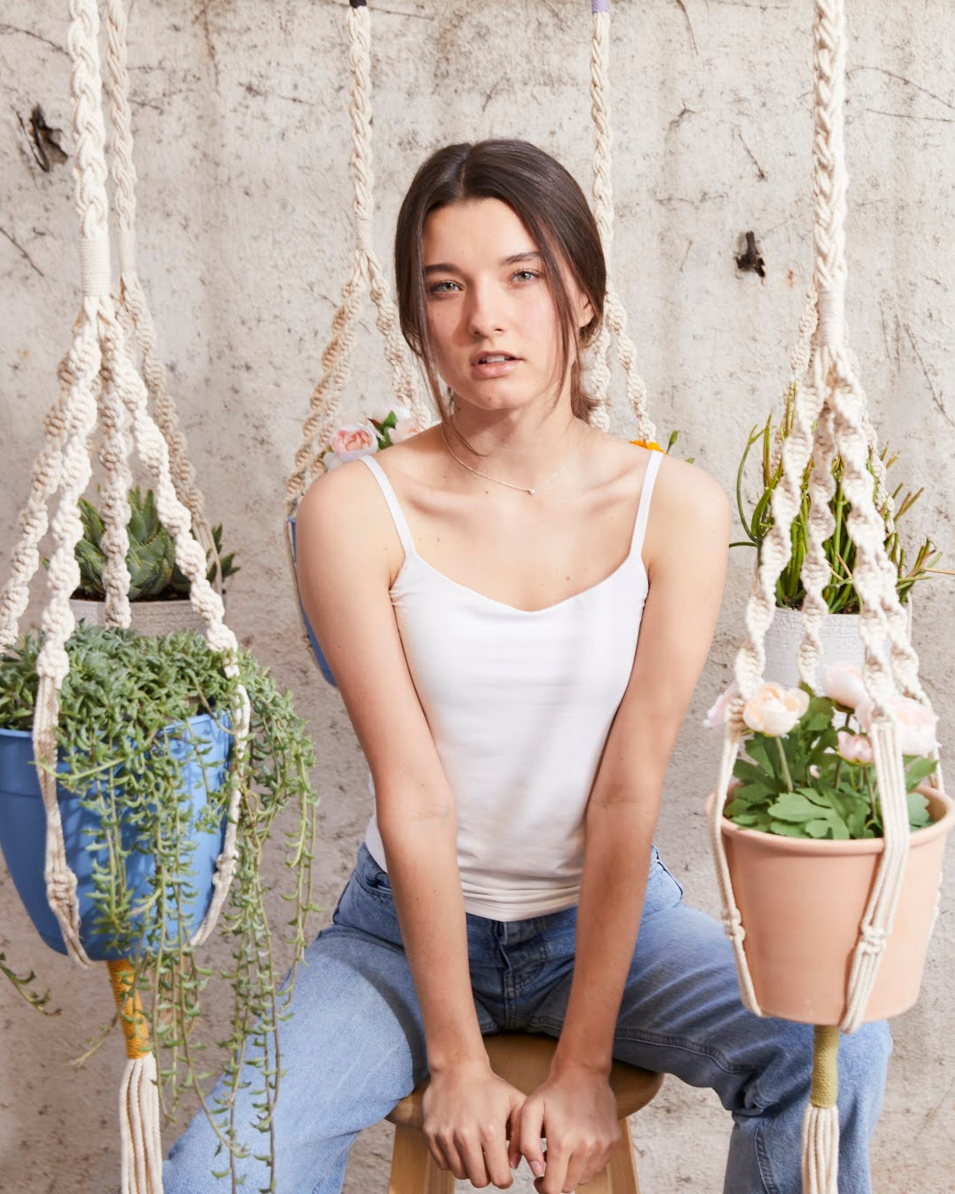 macrame plant hanger basket PILLOWPIA Trina Macrame Plant Hanger Sage
