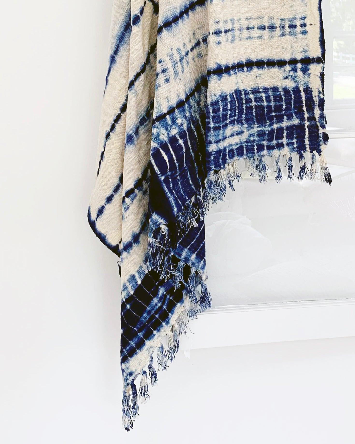 indigo shibori throw