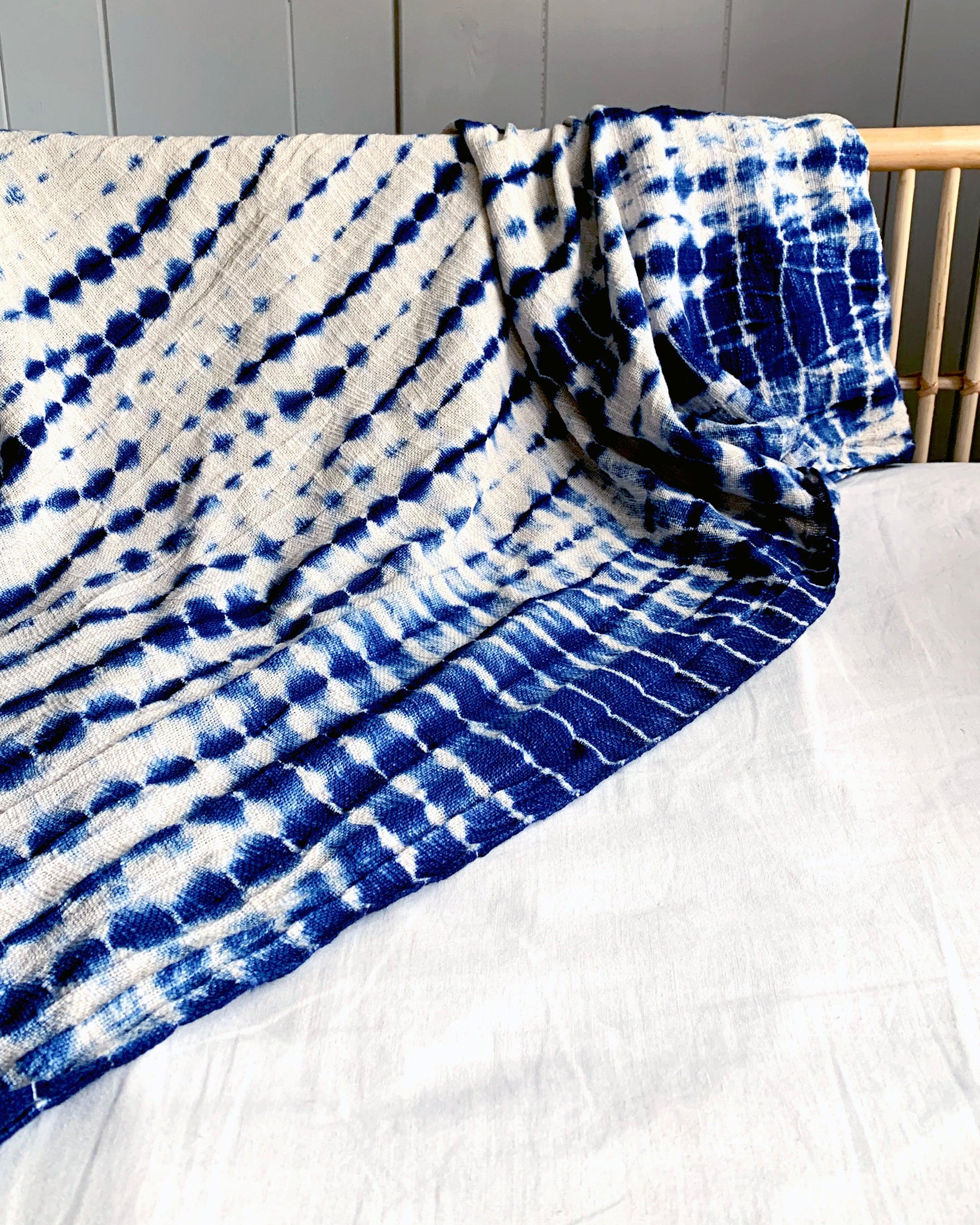 indigo shibori throw