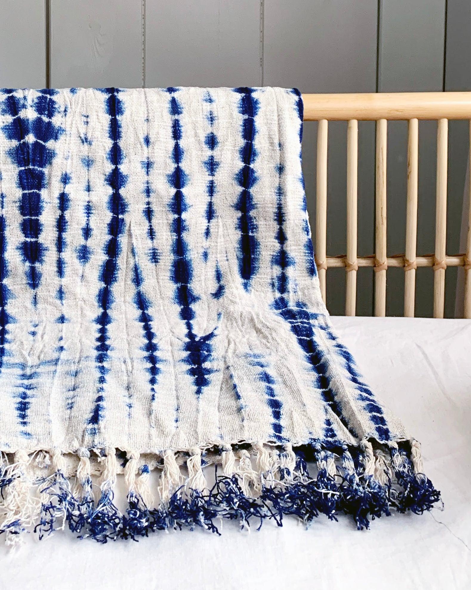 indigo shibori throw