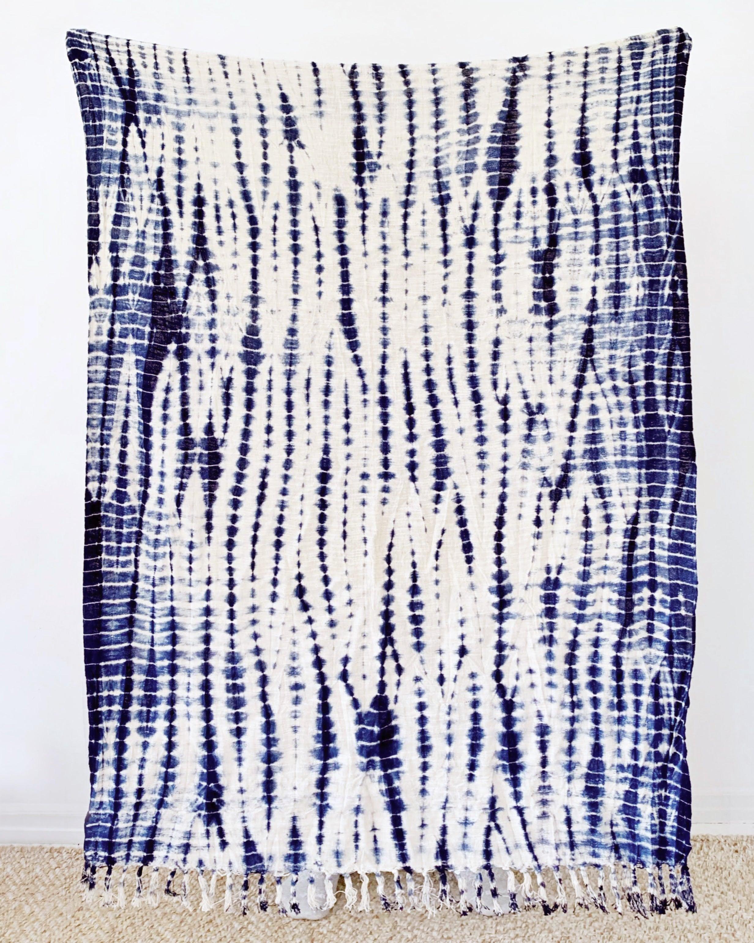 indigo shibori throw